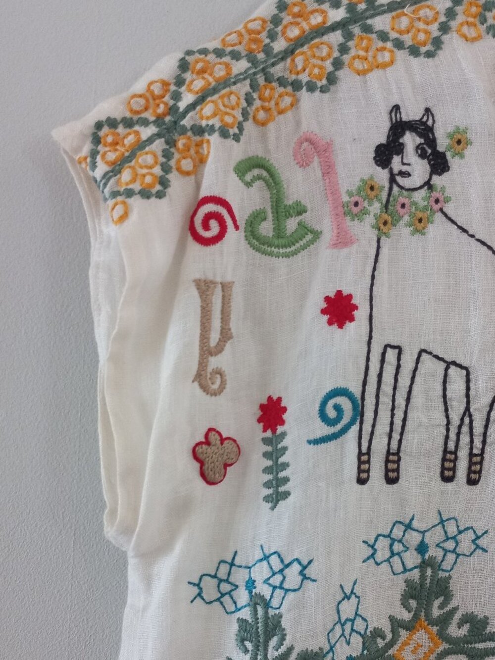 JOHNNY WAS embroidered linen mini dress tunic - Picture 7 of 15